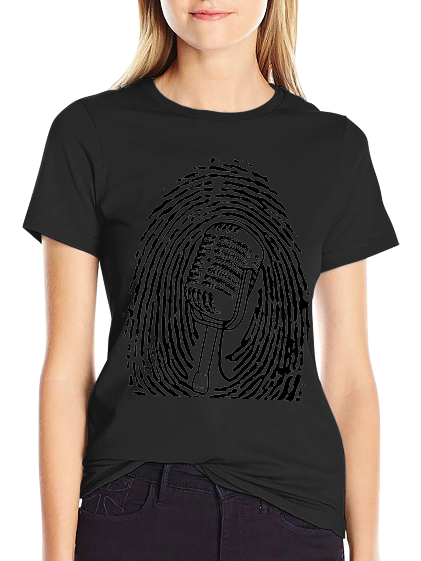 Retro Microphone Fingerprint Graphic Tee
