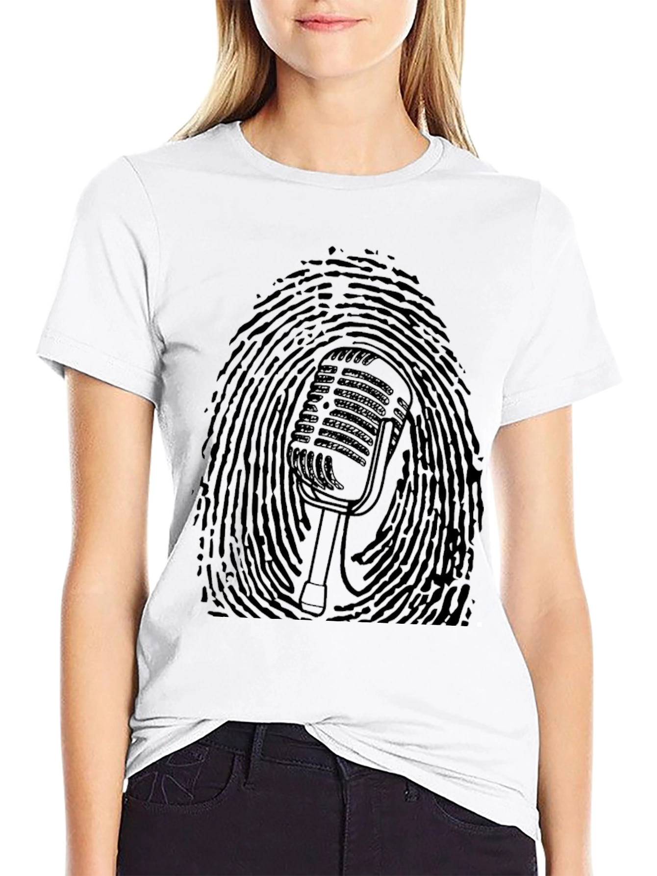 Retro Microphone Fingerprint Graphic Tee