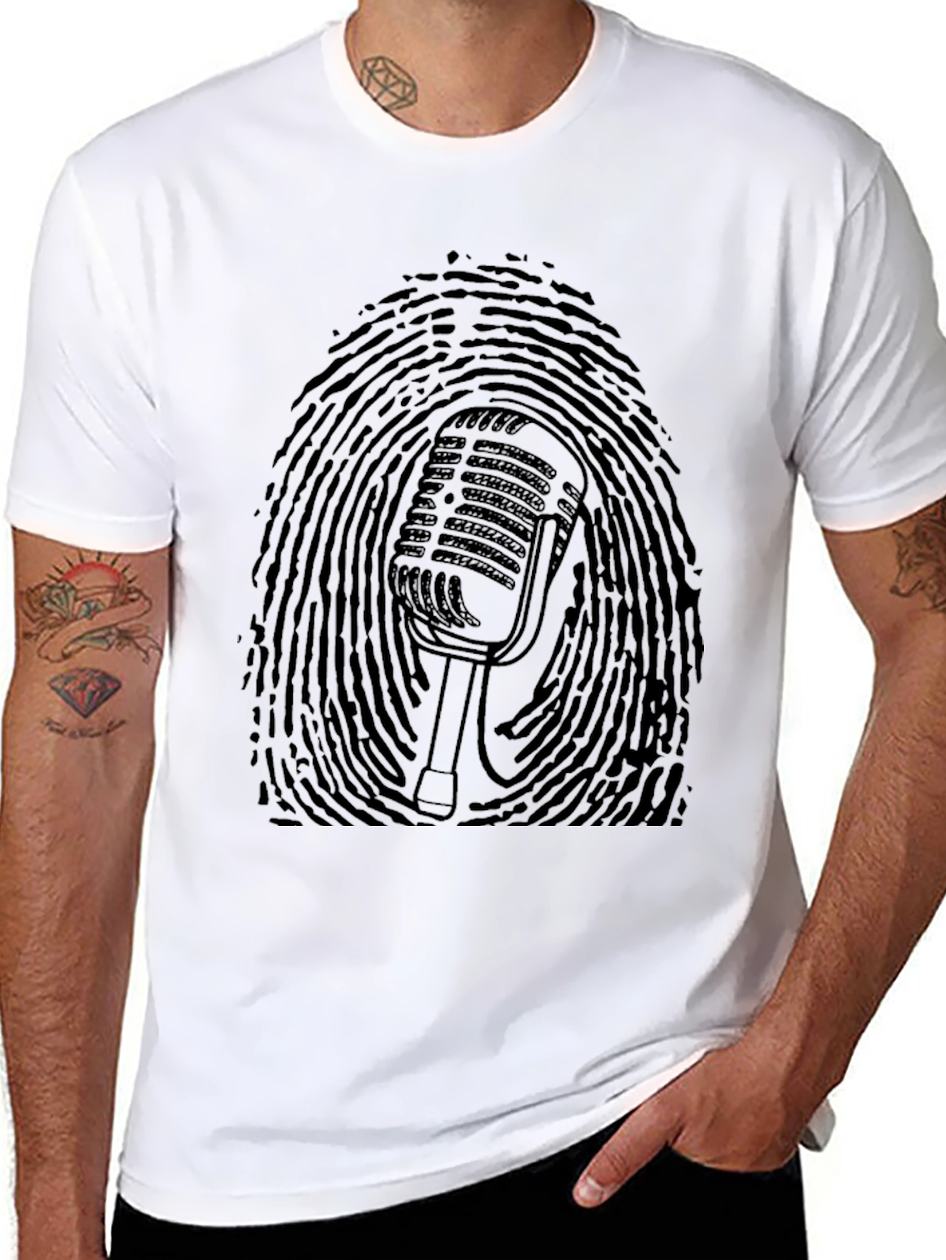 Retro Microphone Fingerprint Graphic Tee