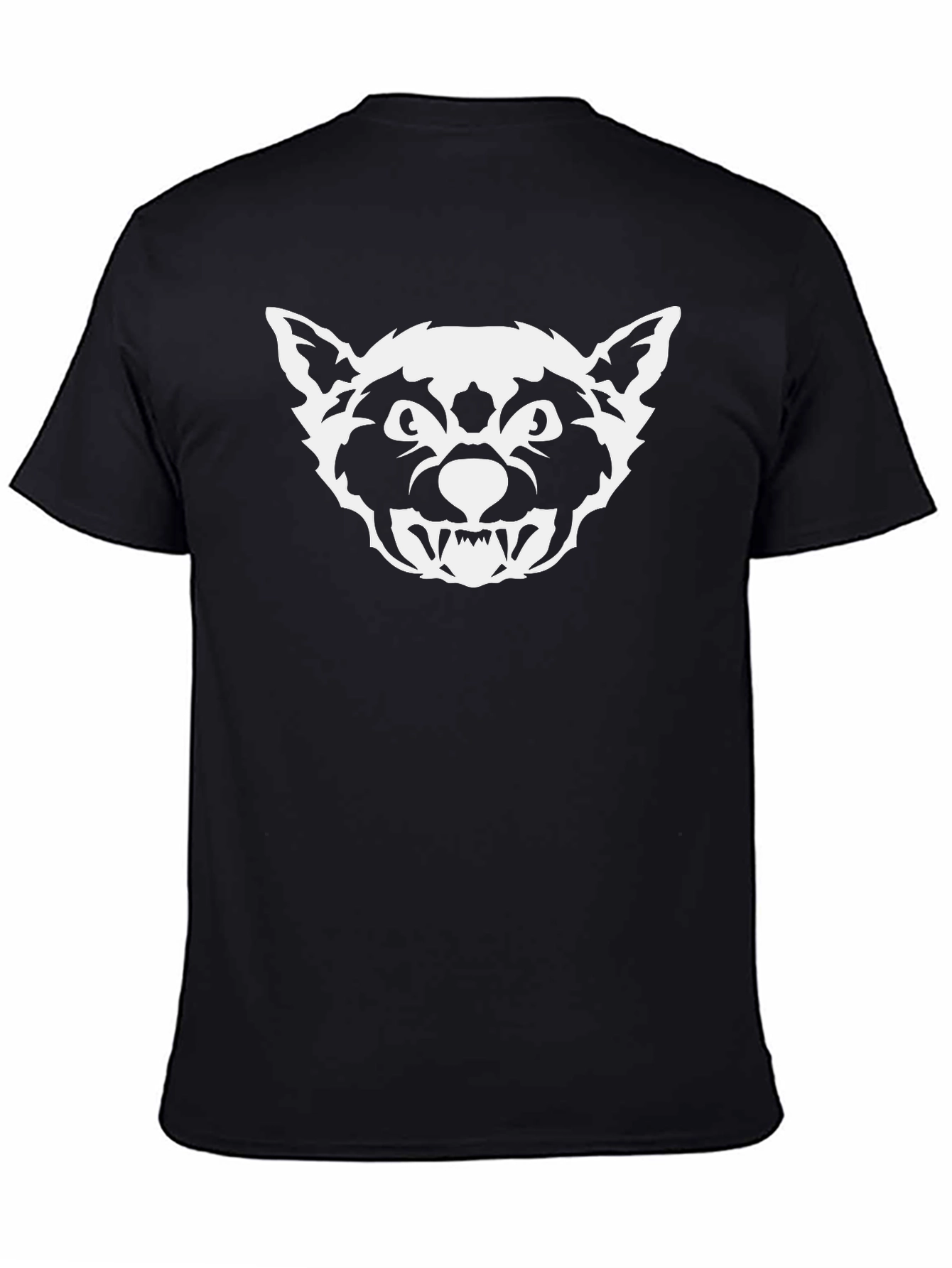 Black T-Shirt with White Wolf Graphic