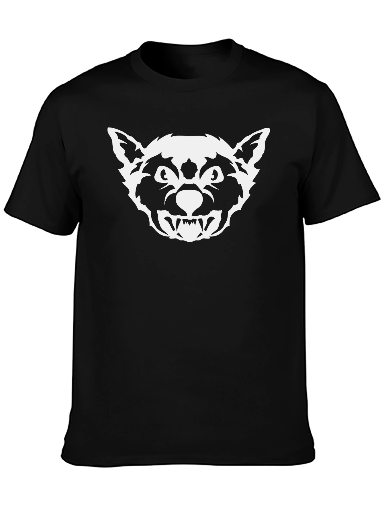 Black T-Shirt with White Wolf Graphic
