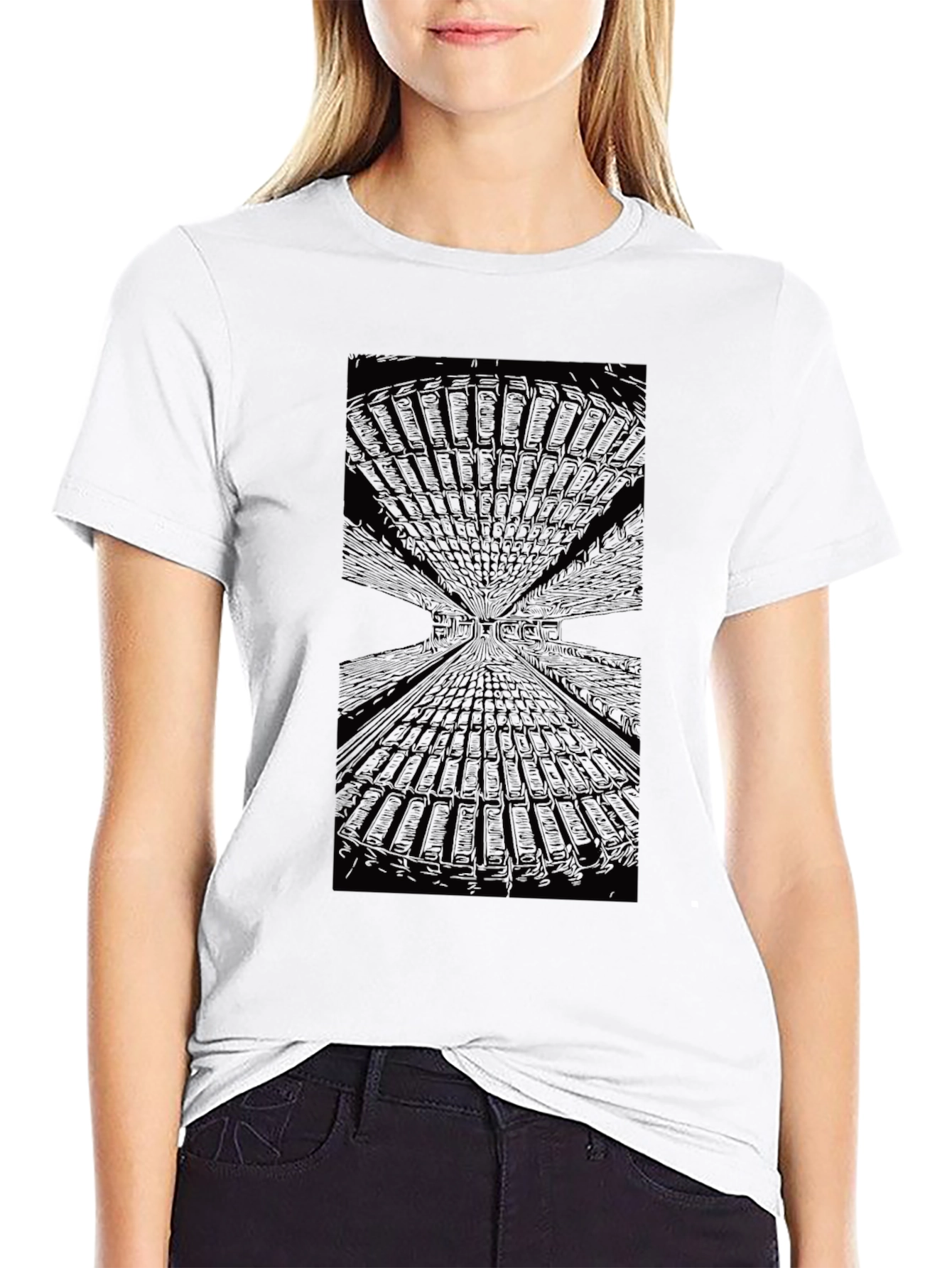 Abstract Tunnel Vision Black T-Shirt