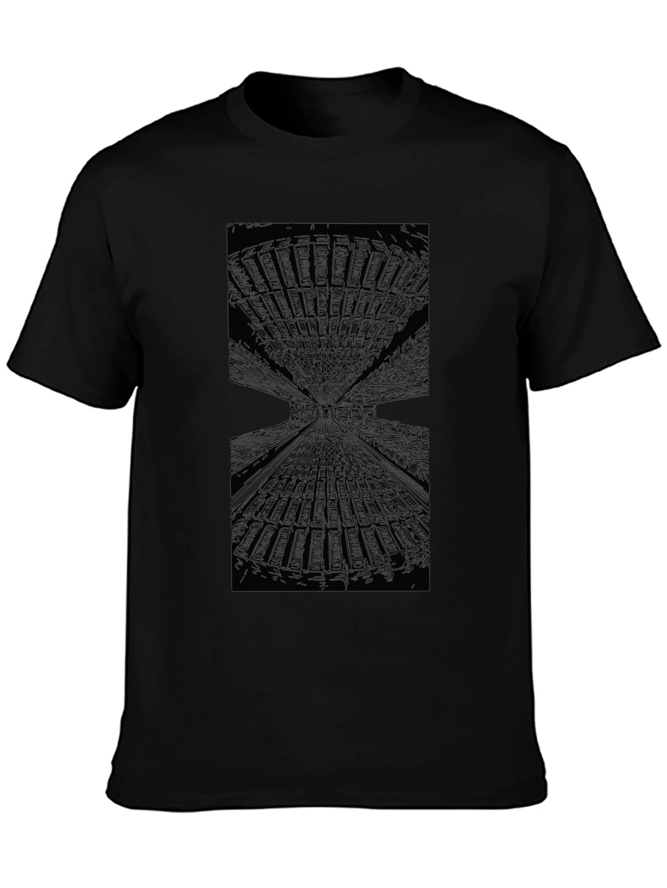 Abstract Tunnel Vision Black T-Shirt