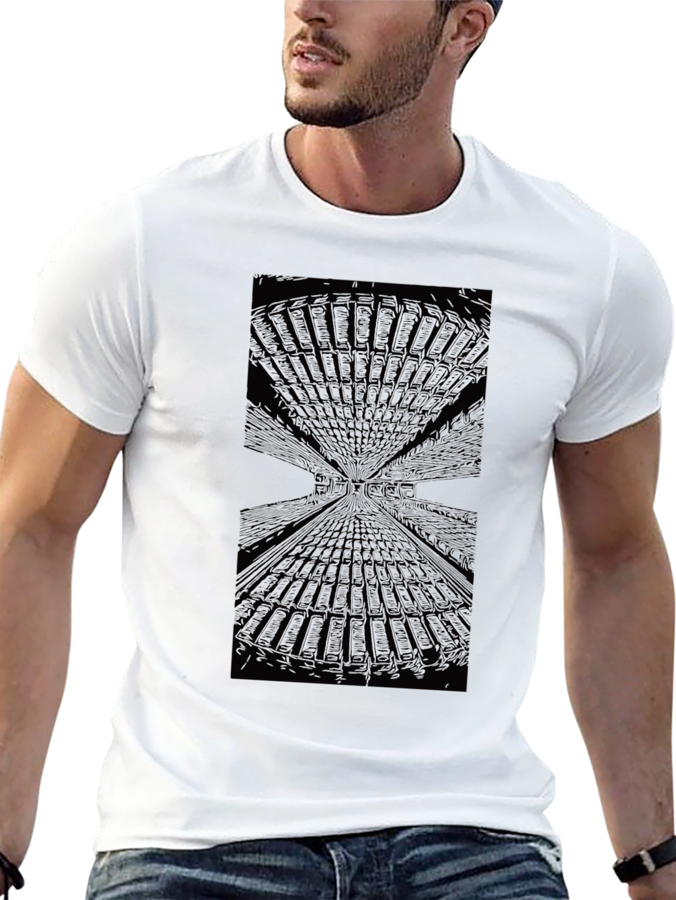 Abstract Tunnel Vision Black T-Shirt