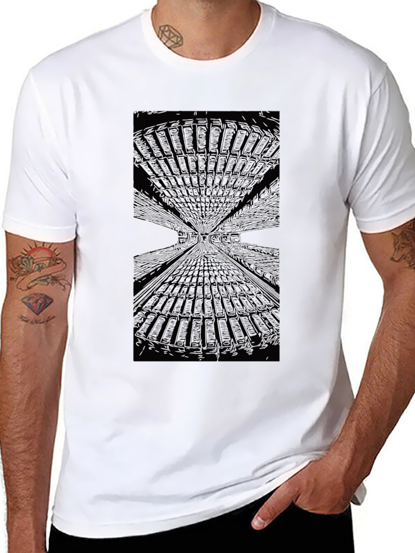 Abstract Tunnel Vision Black T-Shirt