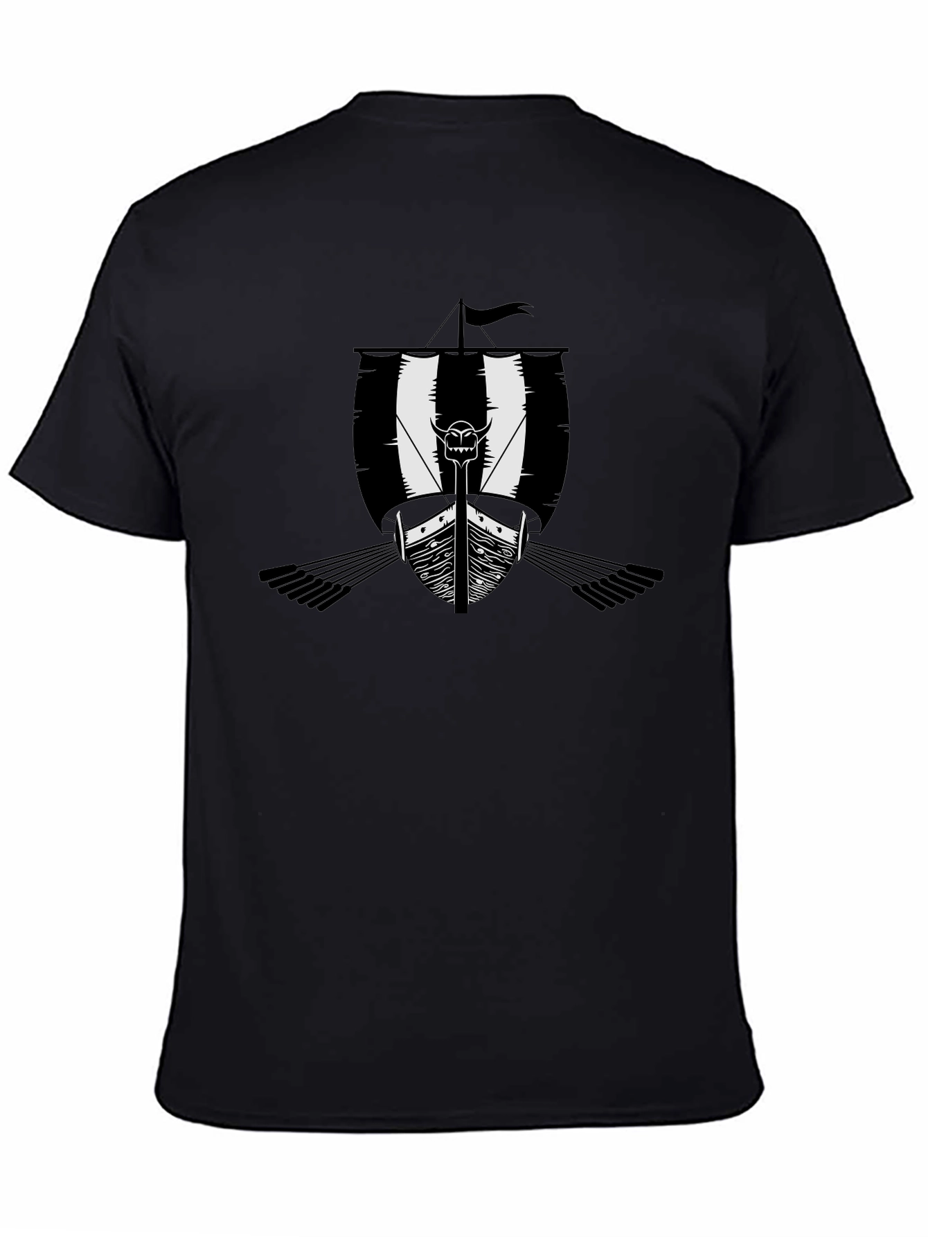 Black Viking Ship Graphic Tee - Mens