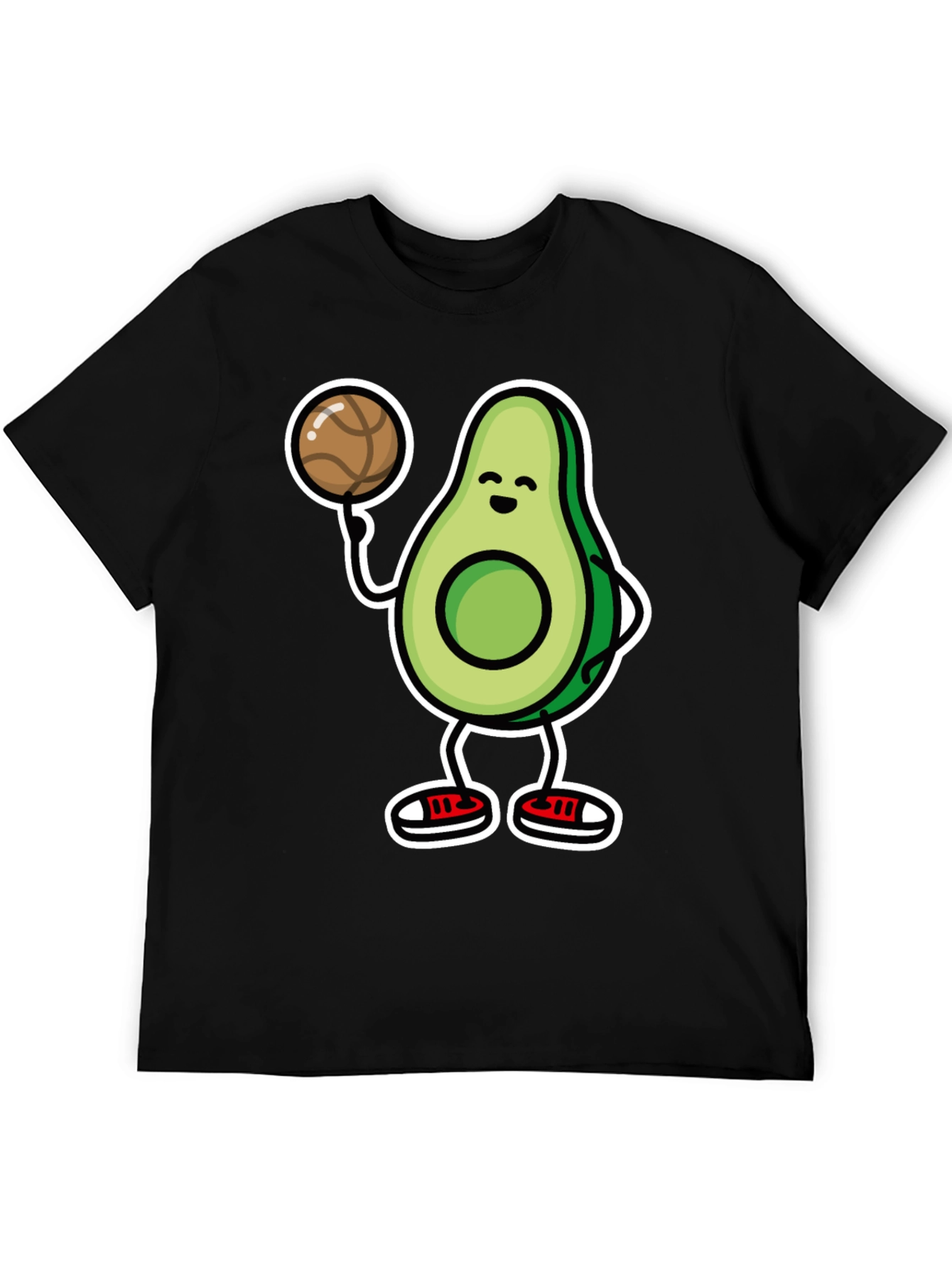 Avocado Basketball T-Shirt - Black Cartoon Style