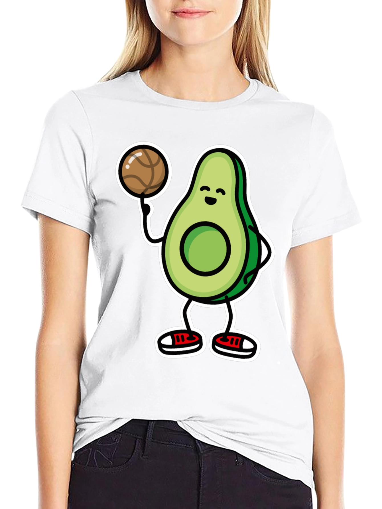 Avocado Basketball T-Shirt - Black Cartoon Style