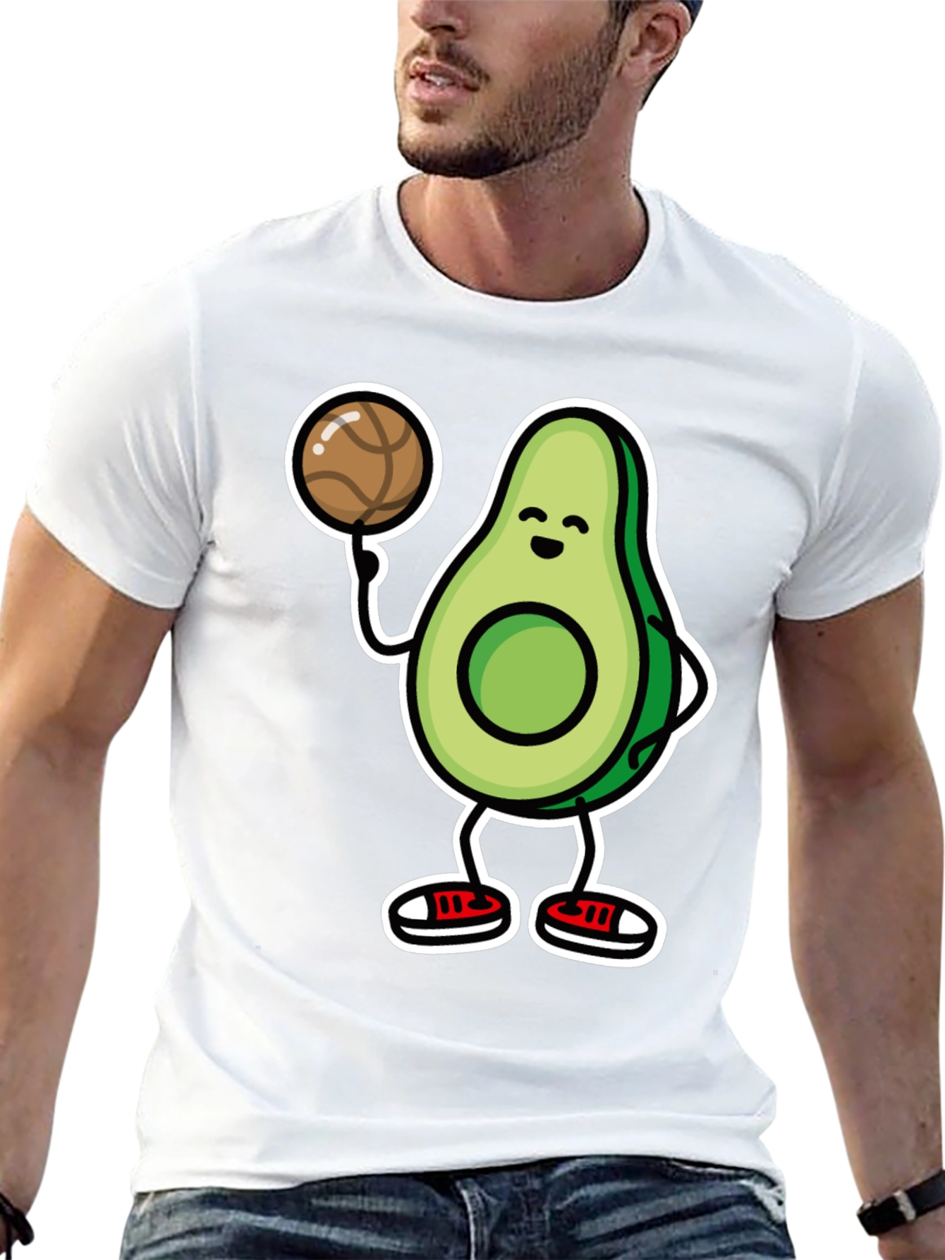 Avocado Basketball T-Shirt - Black Cartoon Style