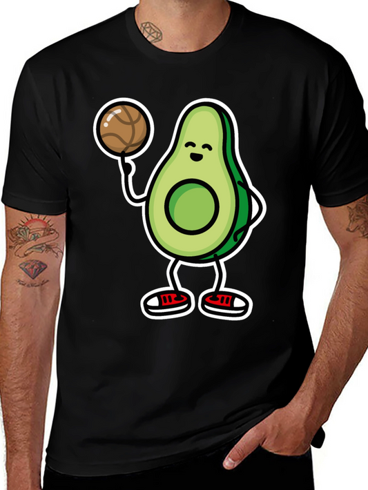 Avocado Basketball T-Shirt - Black Cartoon Style