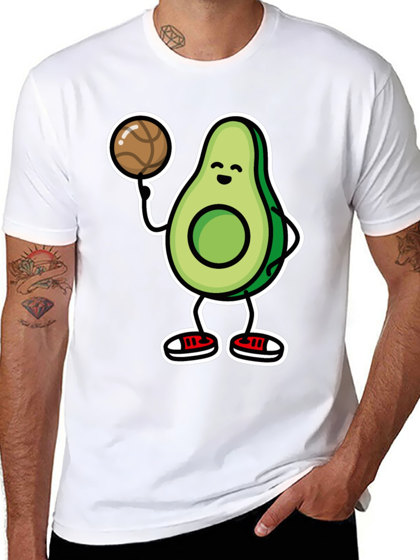 Avocado Basketball T-Shirt - Black Cartoon Style