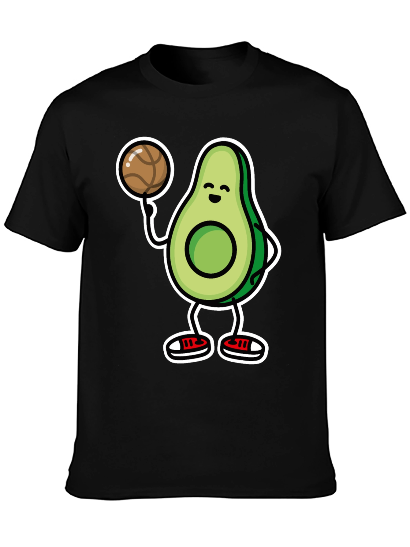 Avocado Basketball T-Shirt - Black Cartoon Style