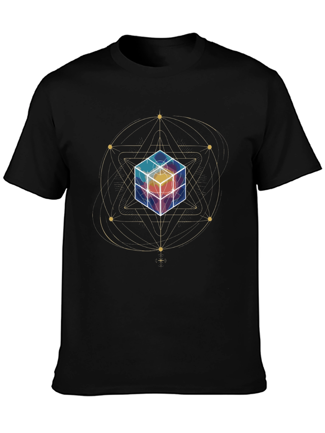 Geometric Cube Graphic Tee - Black T-Shirt