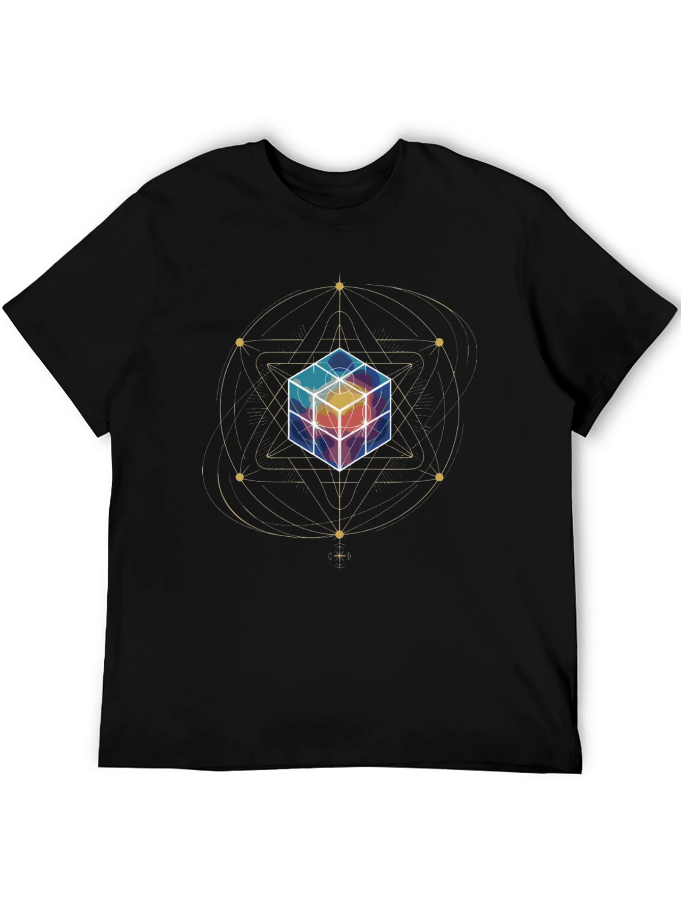 Geometric Cube Graphic Tee - Black T-Shirt