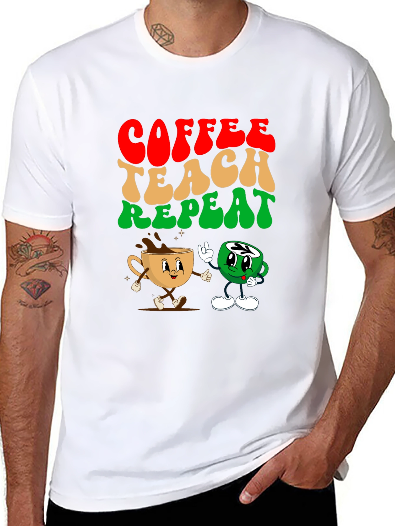 Coffee Teach Repeat Graphic Tee - Teachers Essential