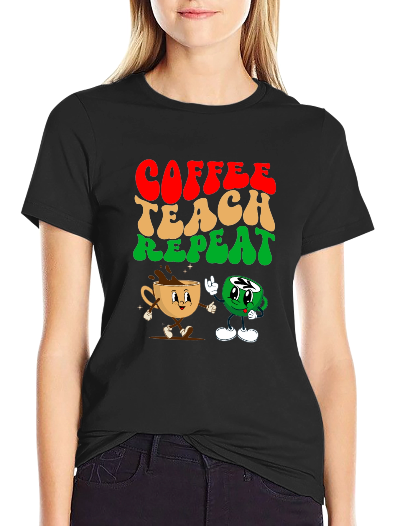 Coffee Teach Repeat Graphic Tee - Teachers Essential