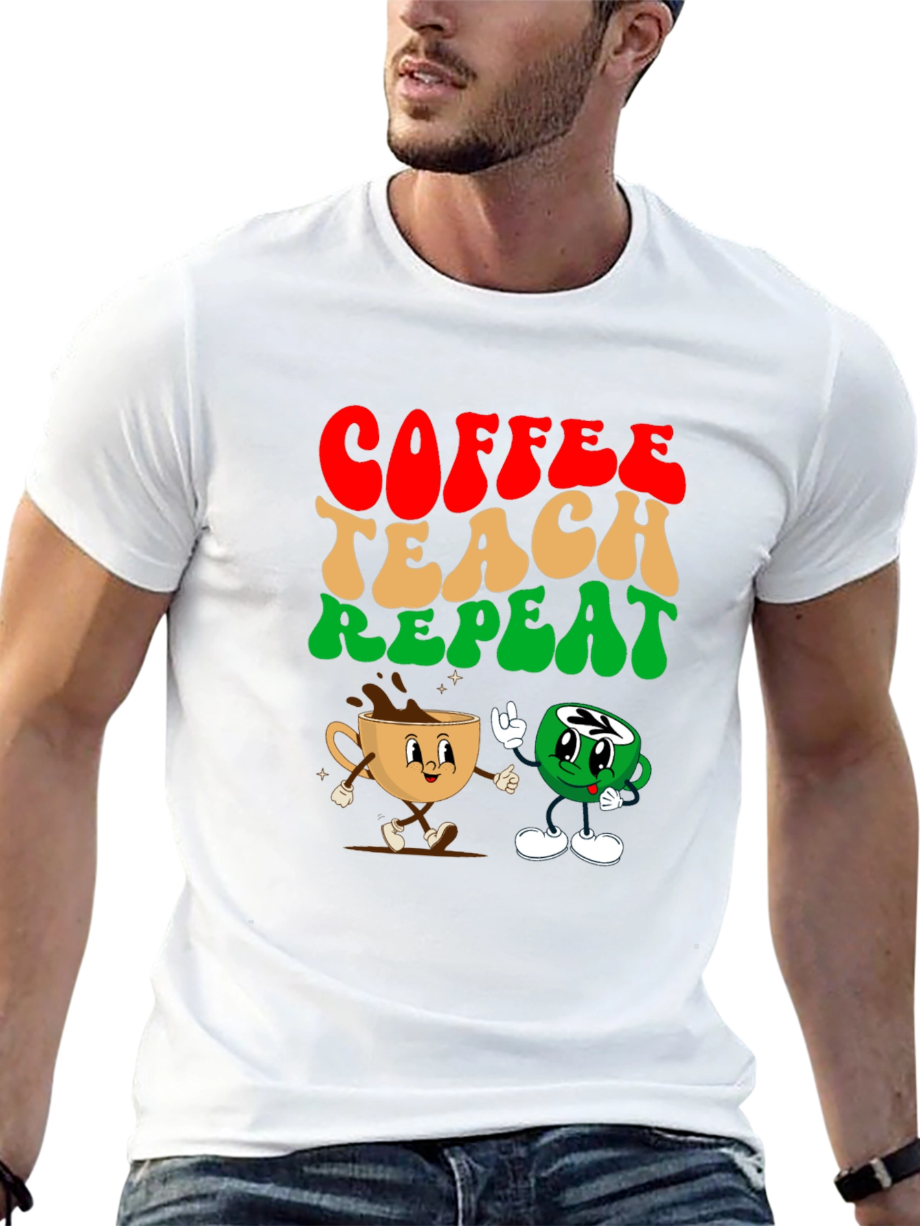 Coffee Teach Repeat Graphic Tee - Teachers Essential