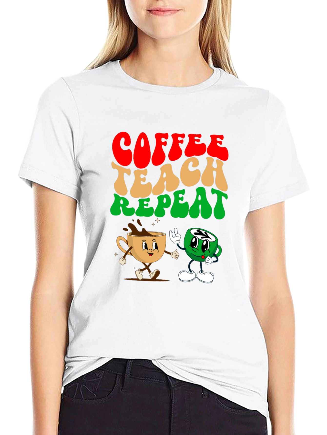 Coffee Teach Repeat Graphic Tee - Teachers Essential