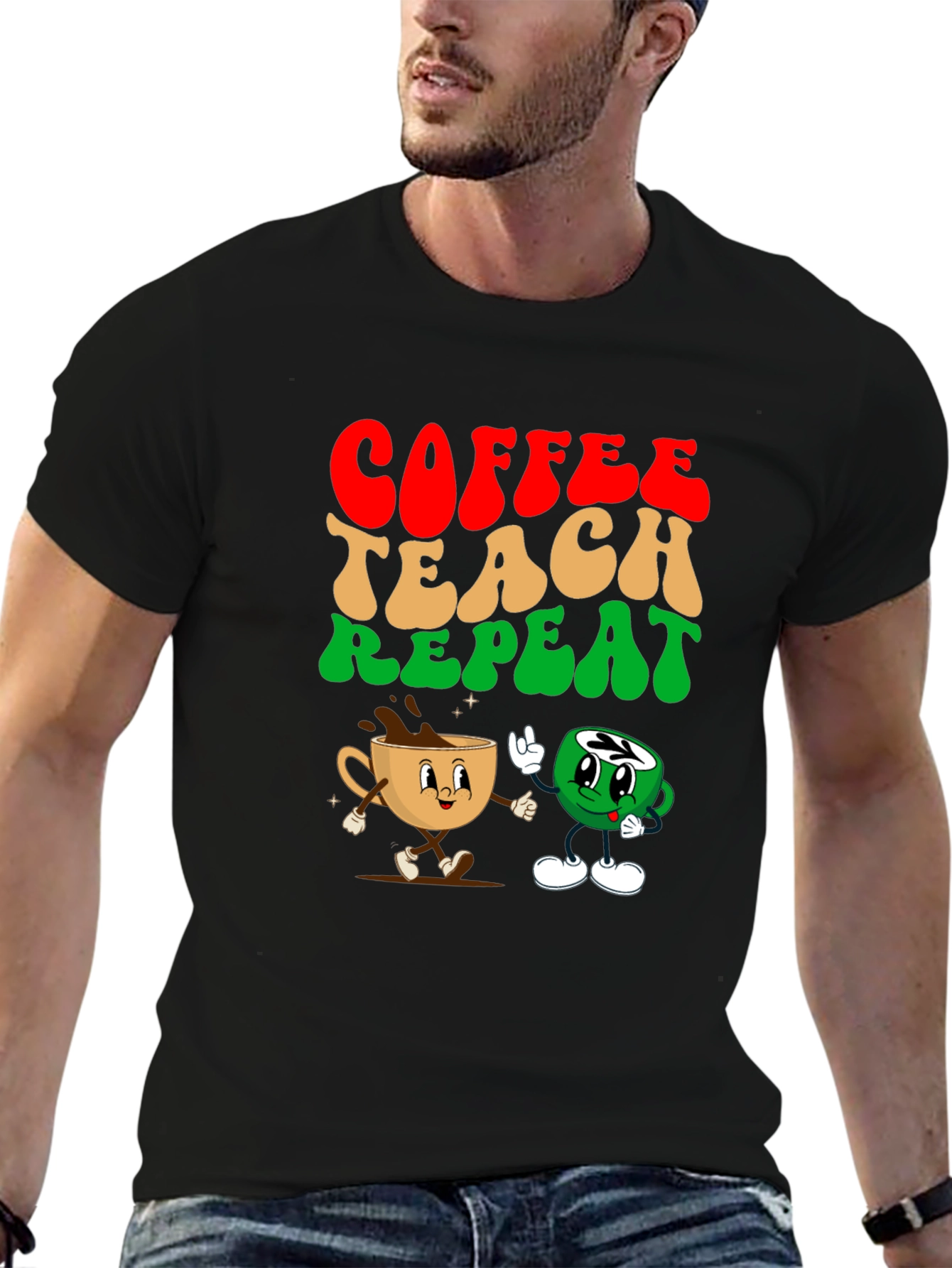 Coffee Teach Repeat Graphic Tee - Teachers Essential