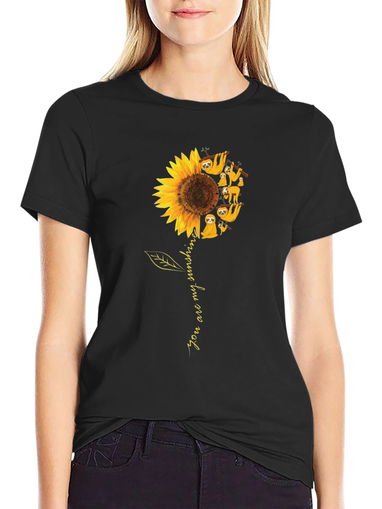 Sloth Sunflower Graphic T-Shirt - You Are My Sunshine