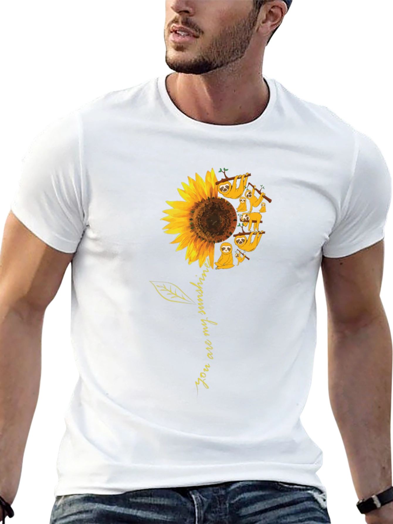 Sloth Sunflower Graphic T-Shirt - You Are My Sunshine