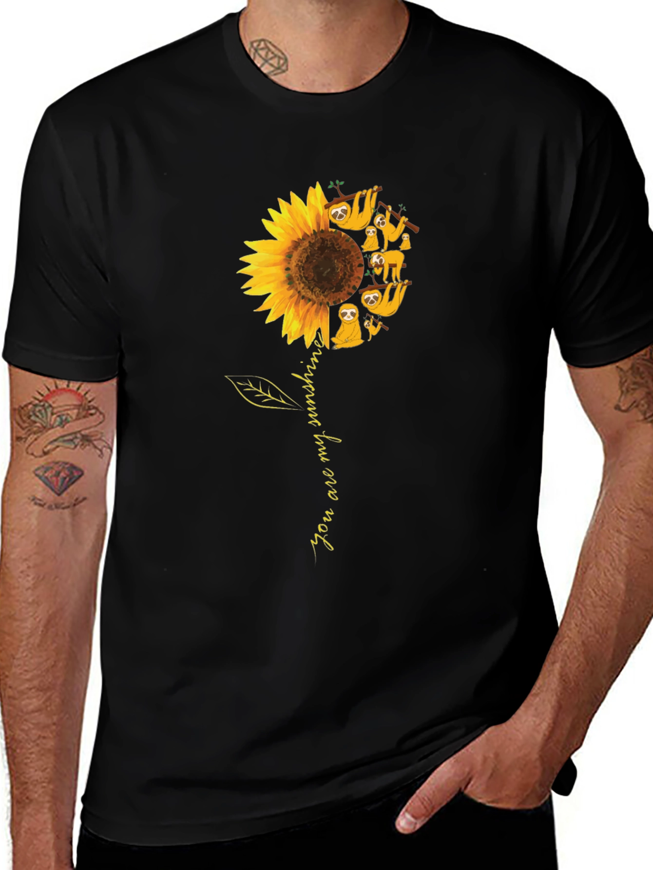 Sloth Sunflower Graphic T-Shirt - You Are My Sunshine