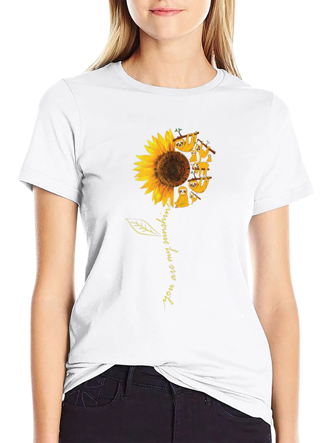 Sloth Sunflower Graphic T-Shirt - You Are My Sunshine
