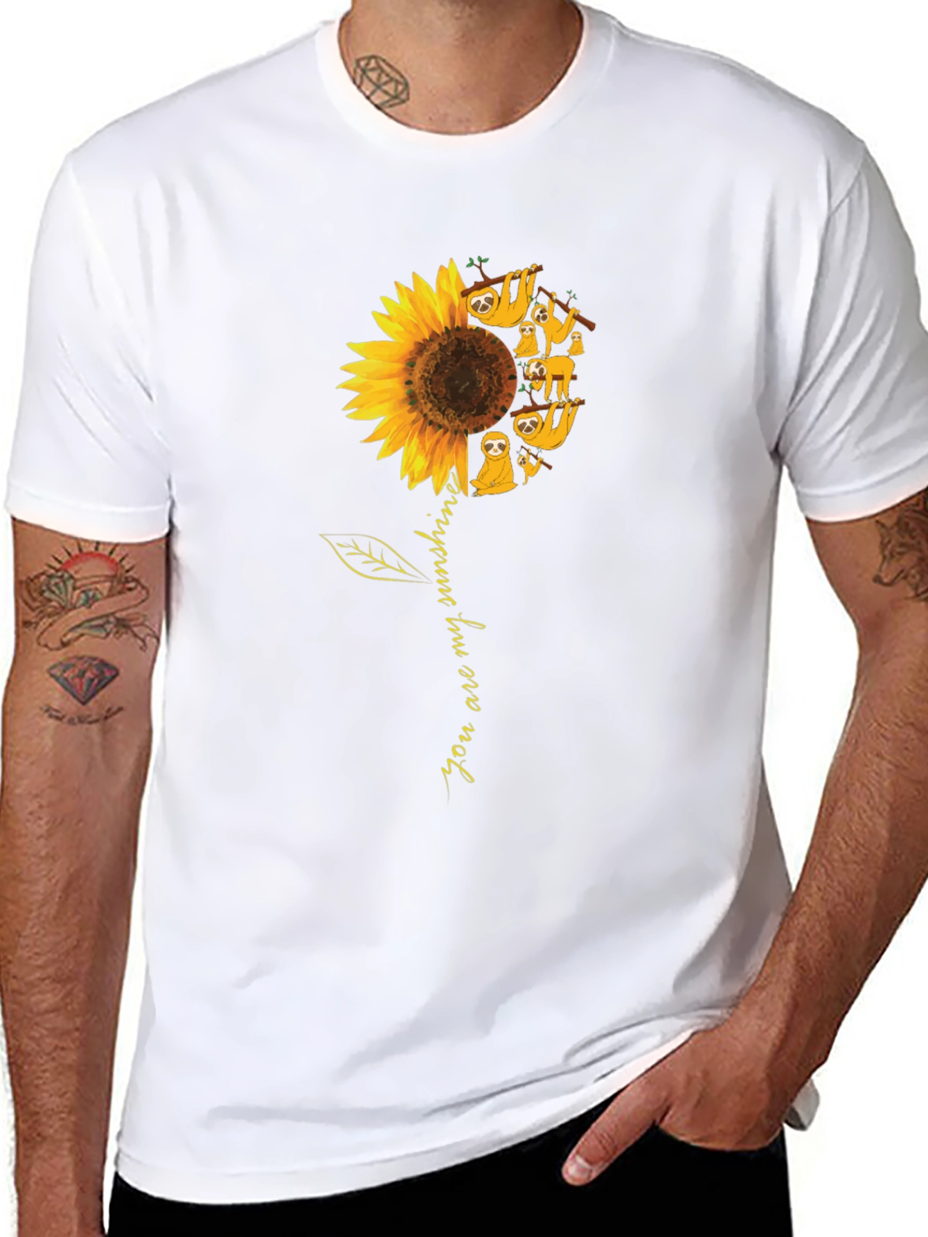Sloth Sunflower Graphic T-Shirt - You Are My Sunshine