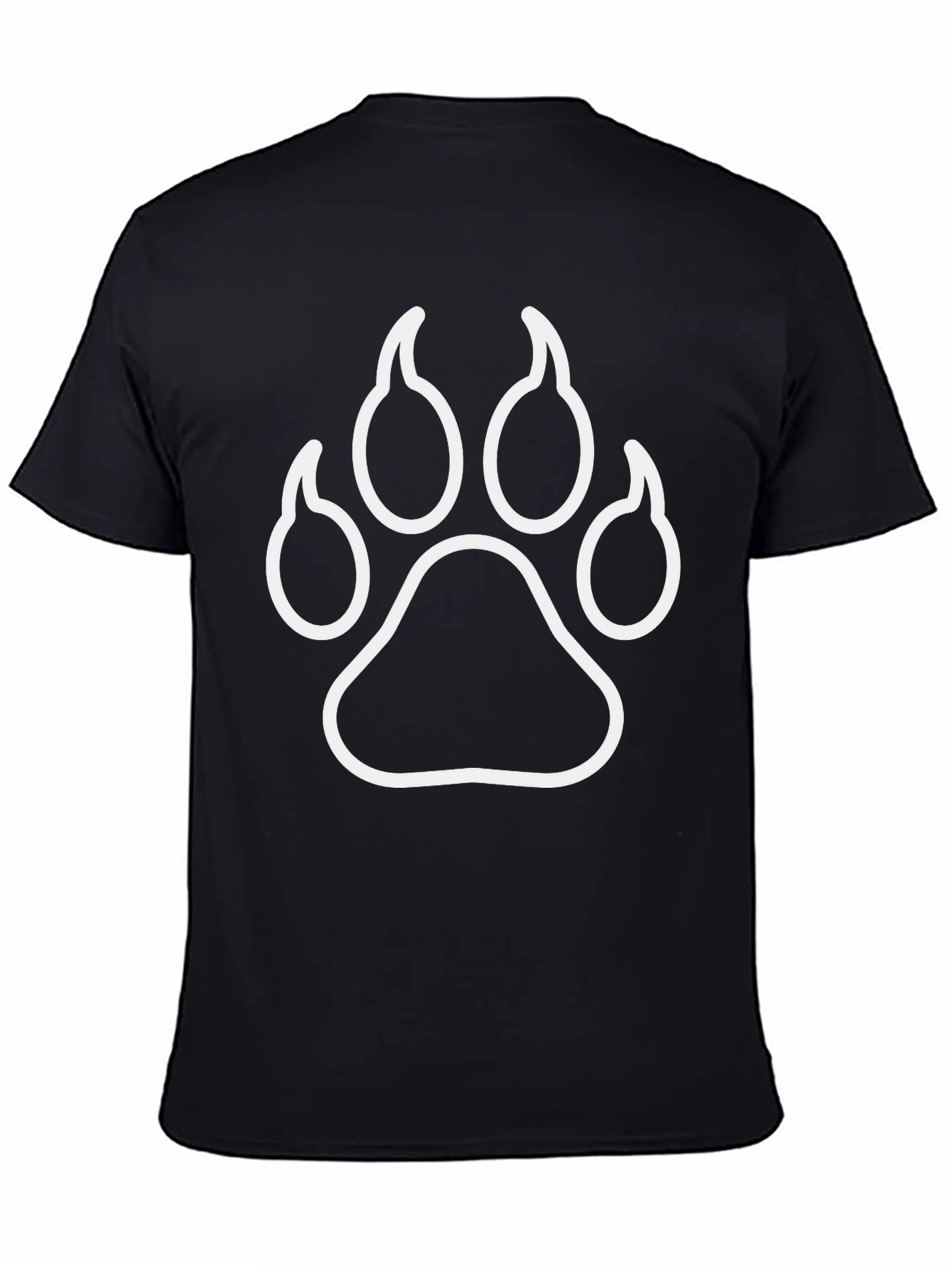 Paw Print Graphic Tee - Black Cotton Casual Shirt