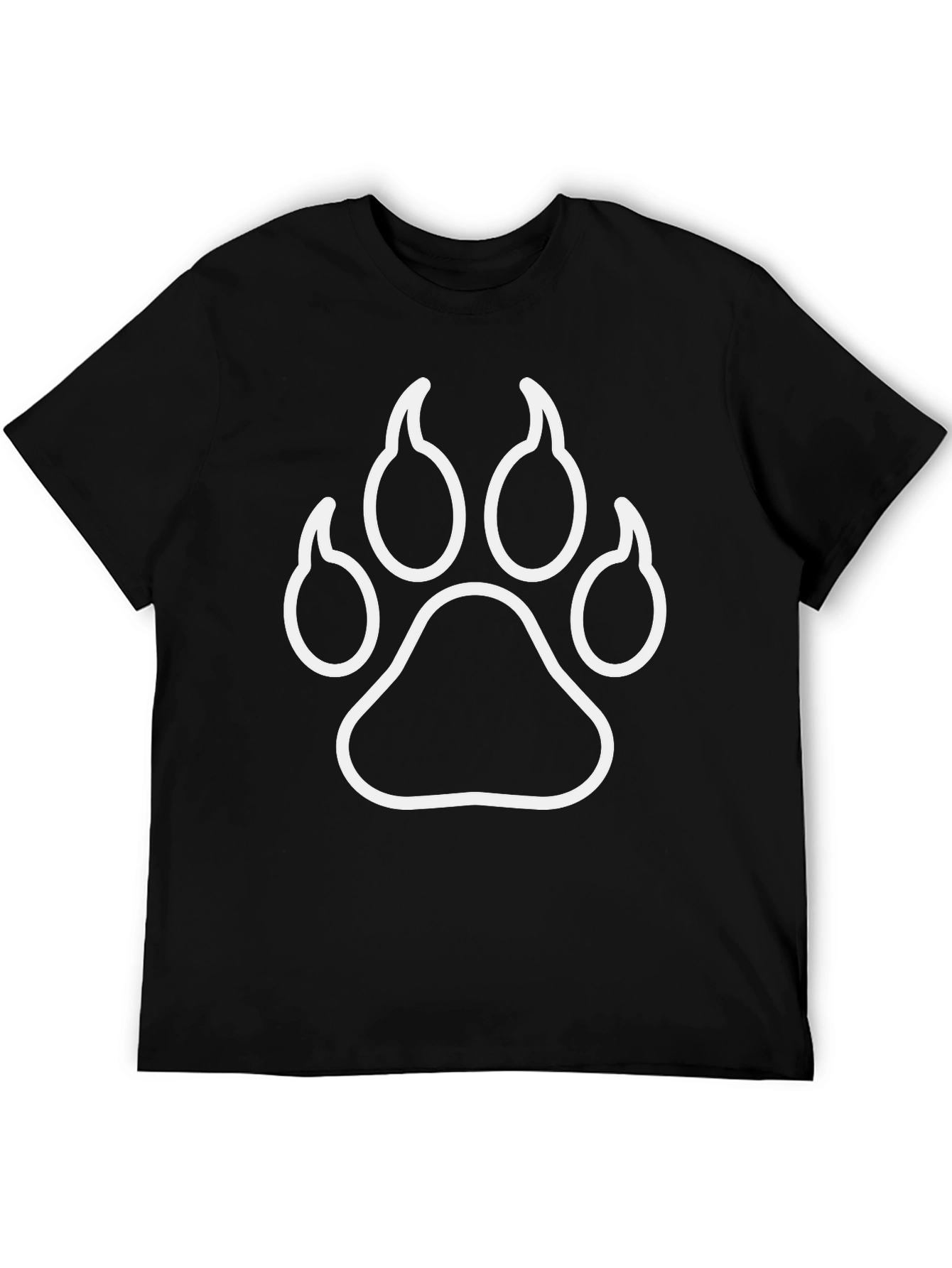 Paw Print Graphic Tee - Black Cotton Casual Shirt