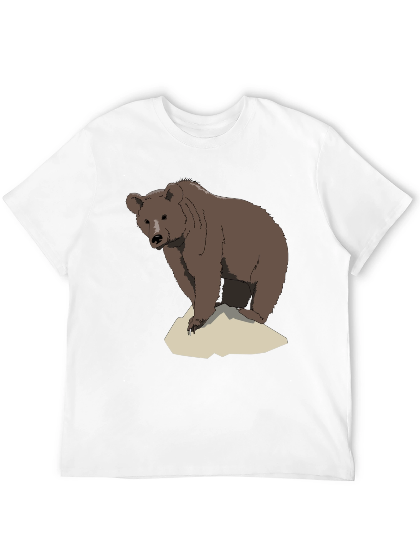 Bear Graphic T-Shirt - Mens Black Crew Neck Tee