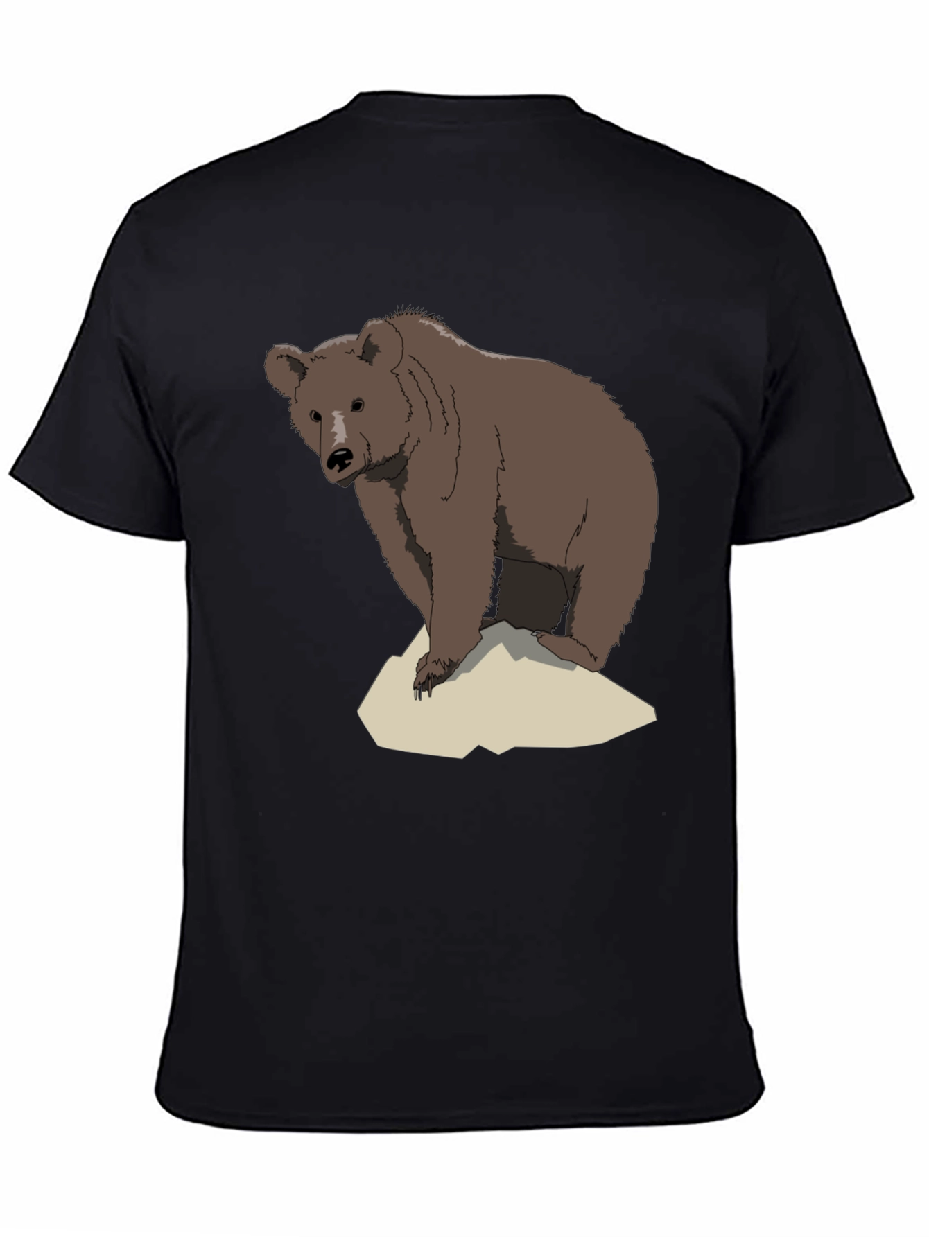 Bear Graphic T-Shirt - Mens Black Crew Neck Tee