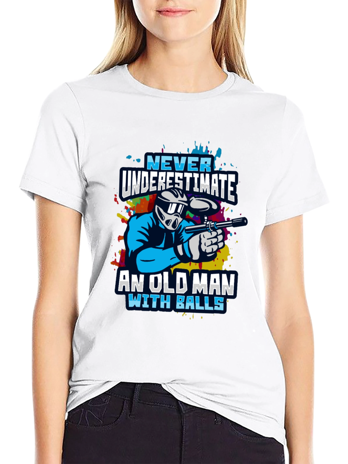 Never Underestimate Old Man With Balls Paintball T-Shirt