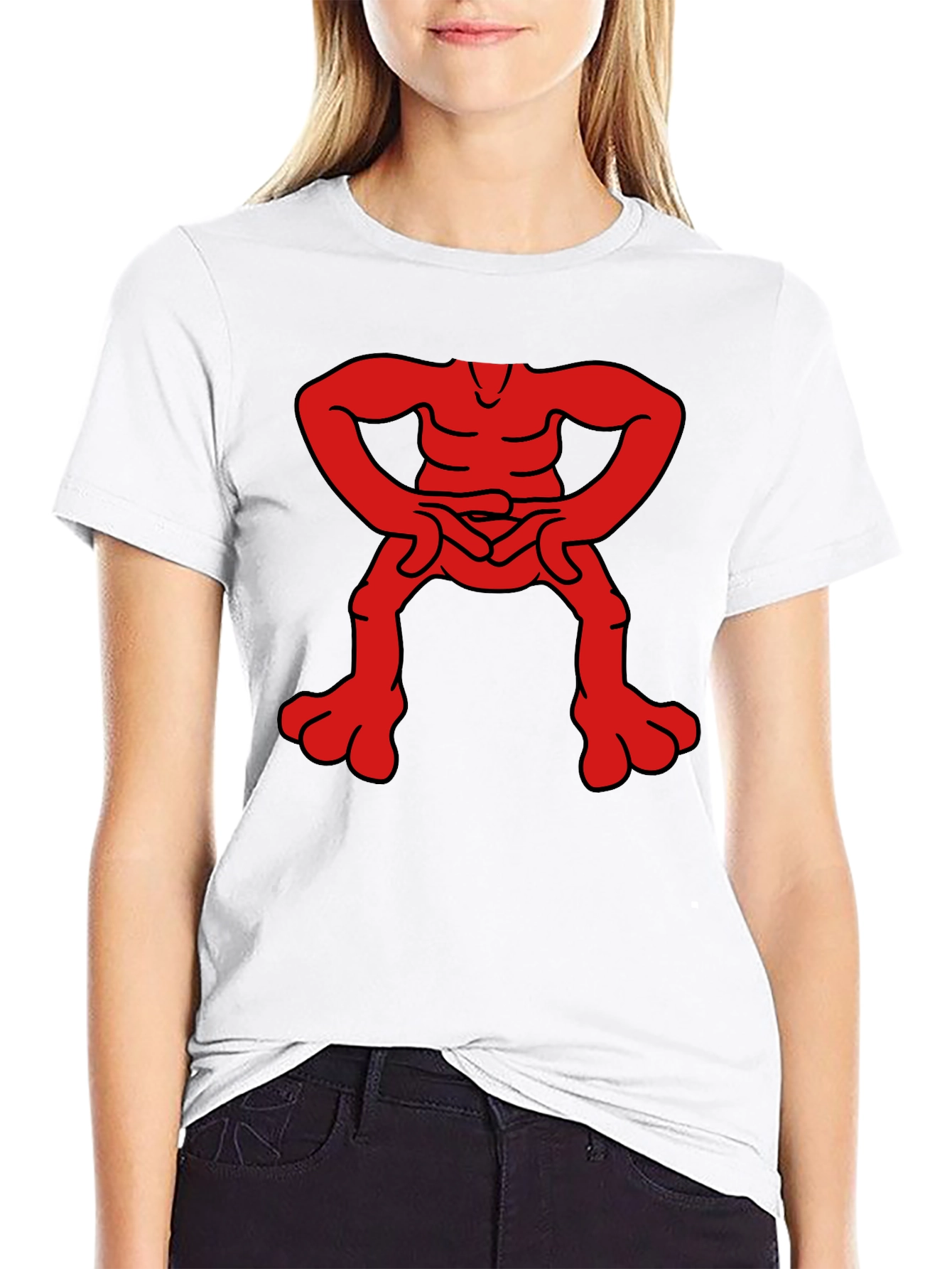 Unique Red Figure Graphic Black T-Shirt