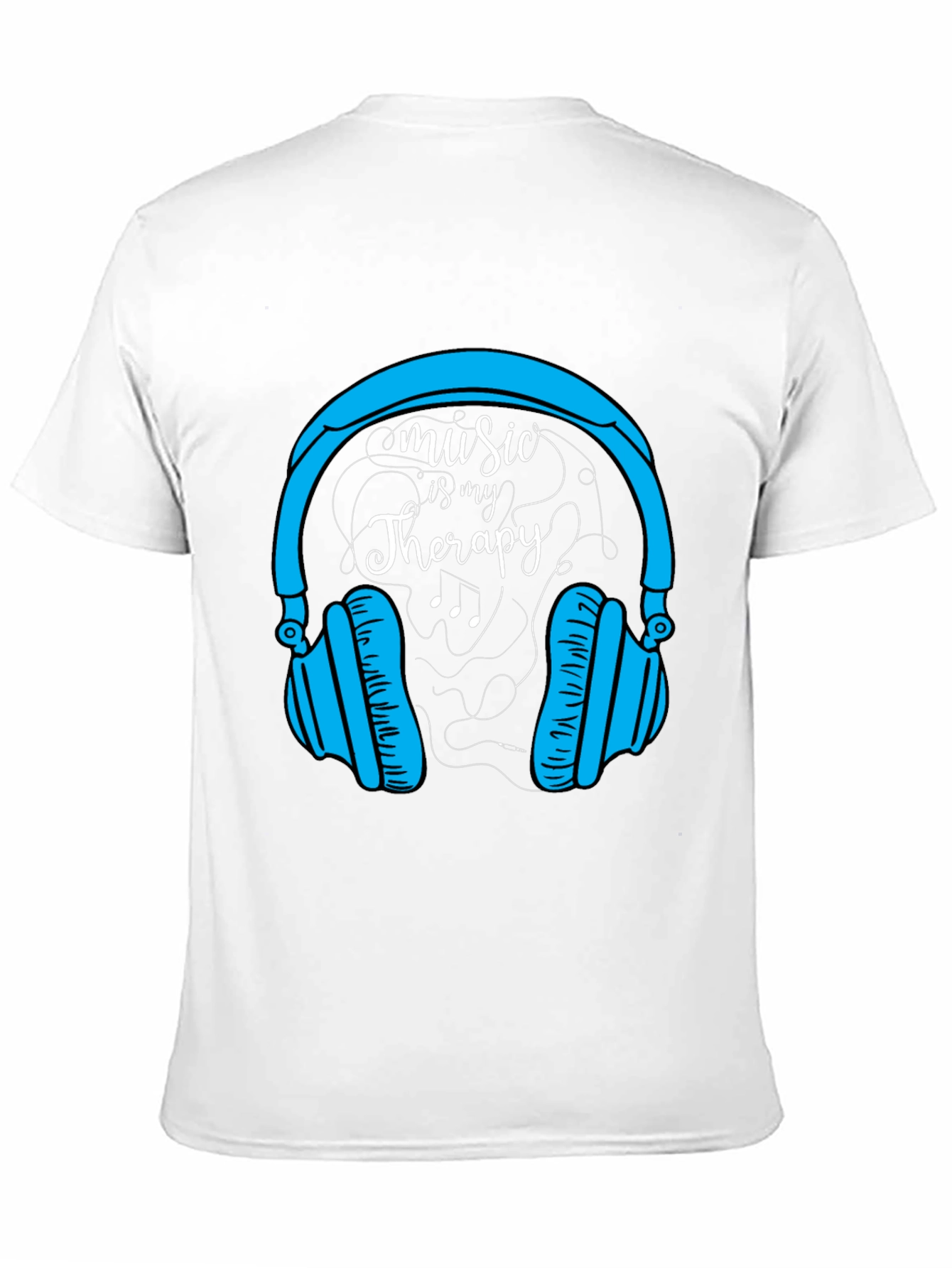 Music Therapy Tee - Headphones Graphic Black T-Shirt