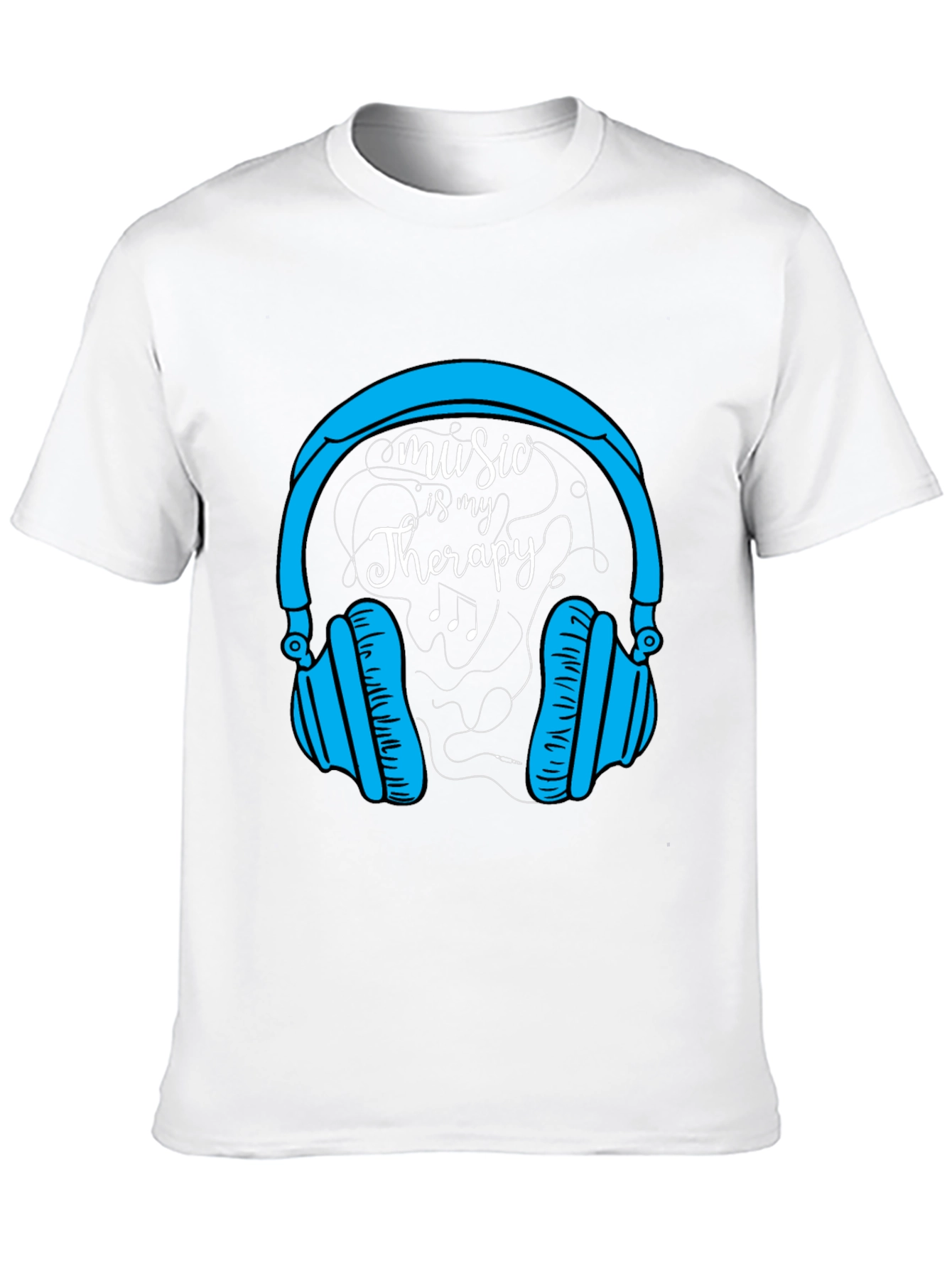 Music Therapy Tee - Headphones Graphic Black T-Shirt