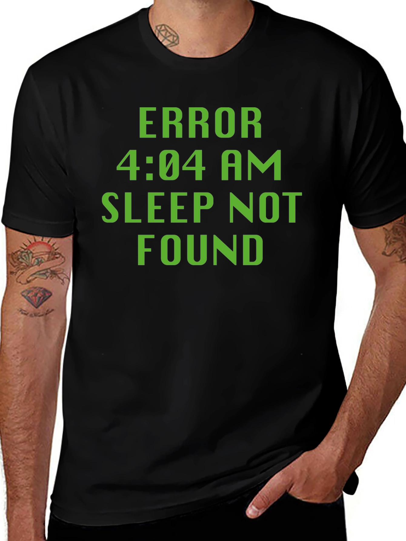 Error 4:04 AM Sleep Not Found Black T-Shirt