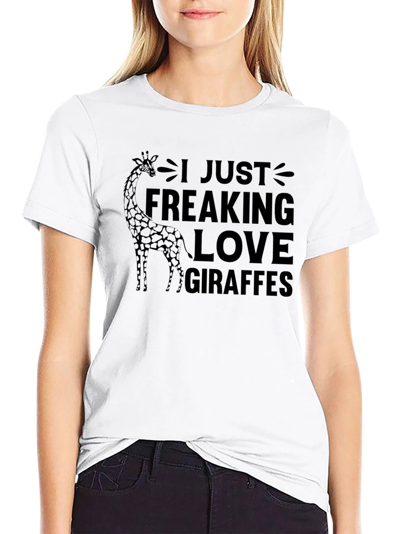 I Just Freaking Love Giraffes Black Graphic T-Shirt