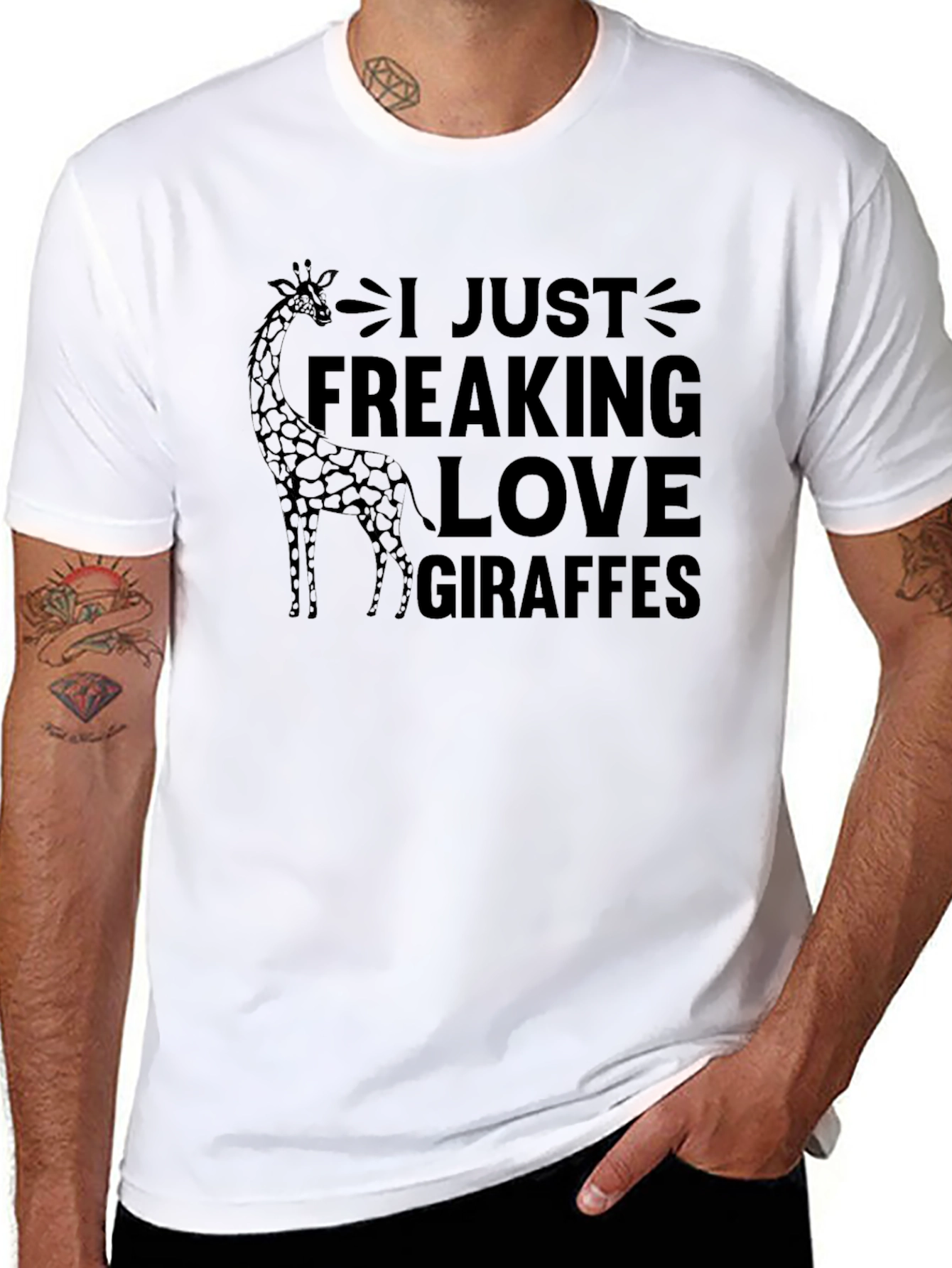 I Just Freaking Love Giraffes Black Graphic T-Shirt