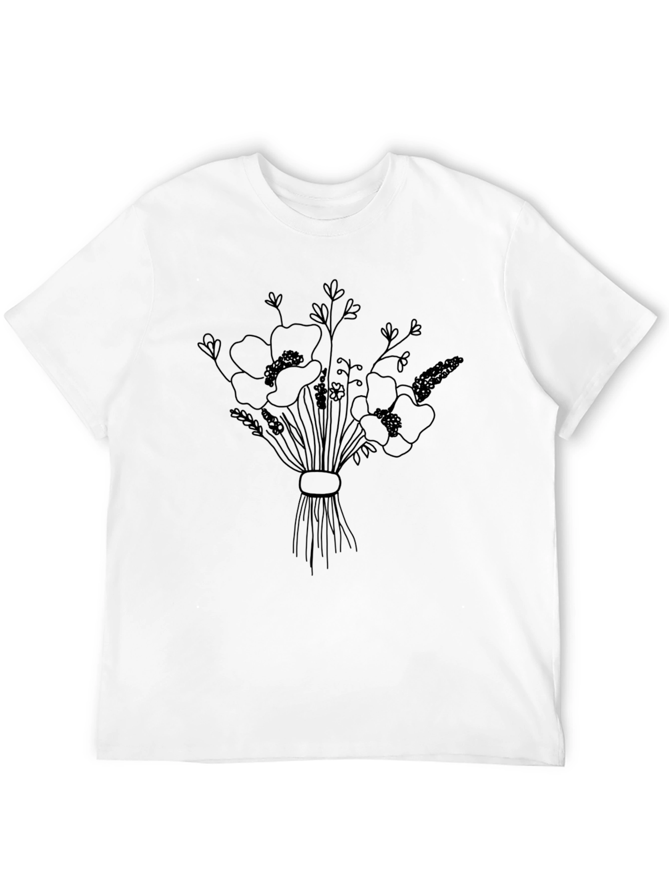 Floral Bouquet Graphic Tee - Stylish Black T-Shirt