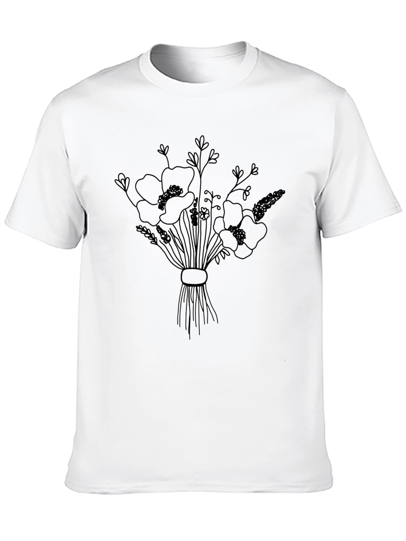 Floral Bouquet Graphic Tee - Stylish Black T-Shirt