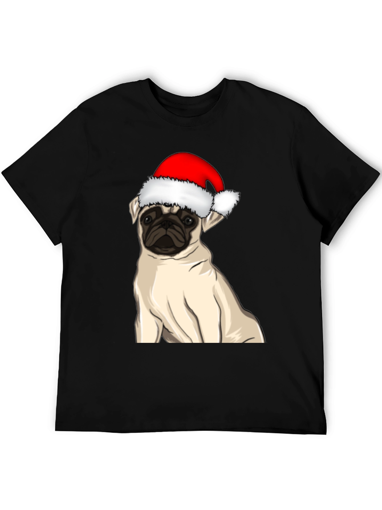 Pug in Santa Hat Graphic Tee