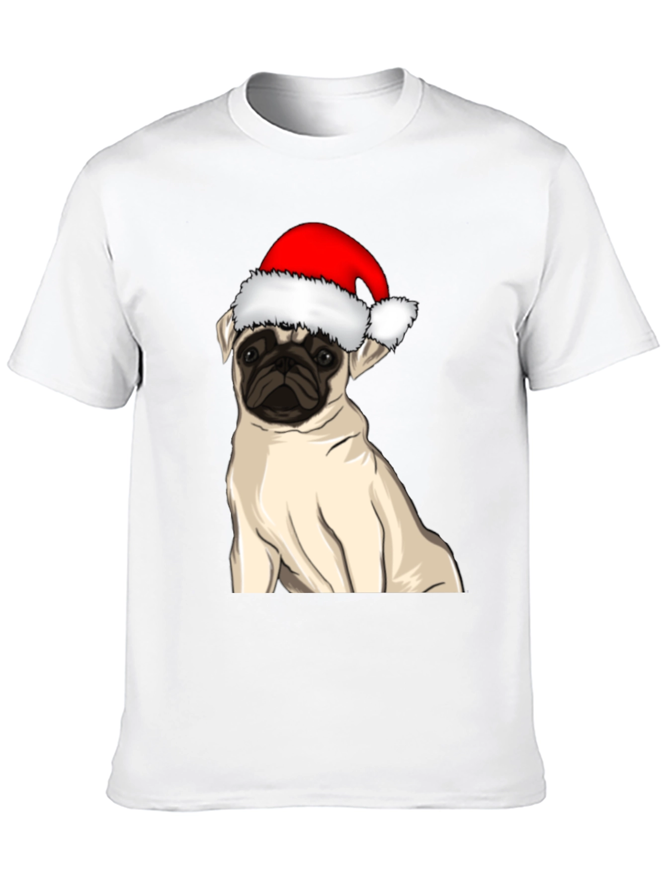 Pug in Santa Hat Graphic Tee