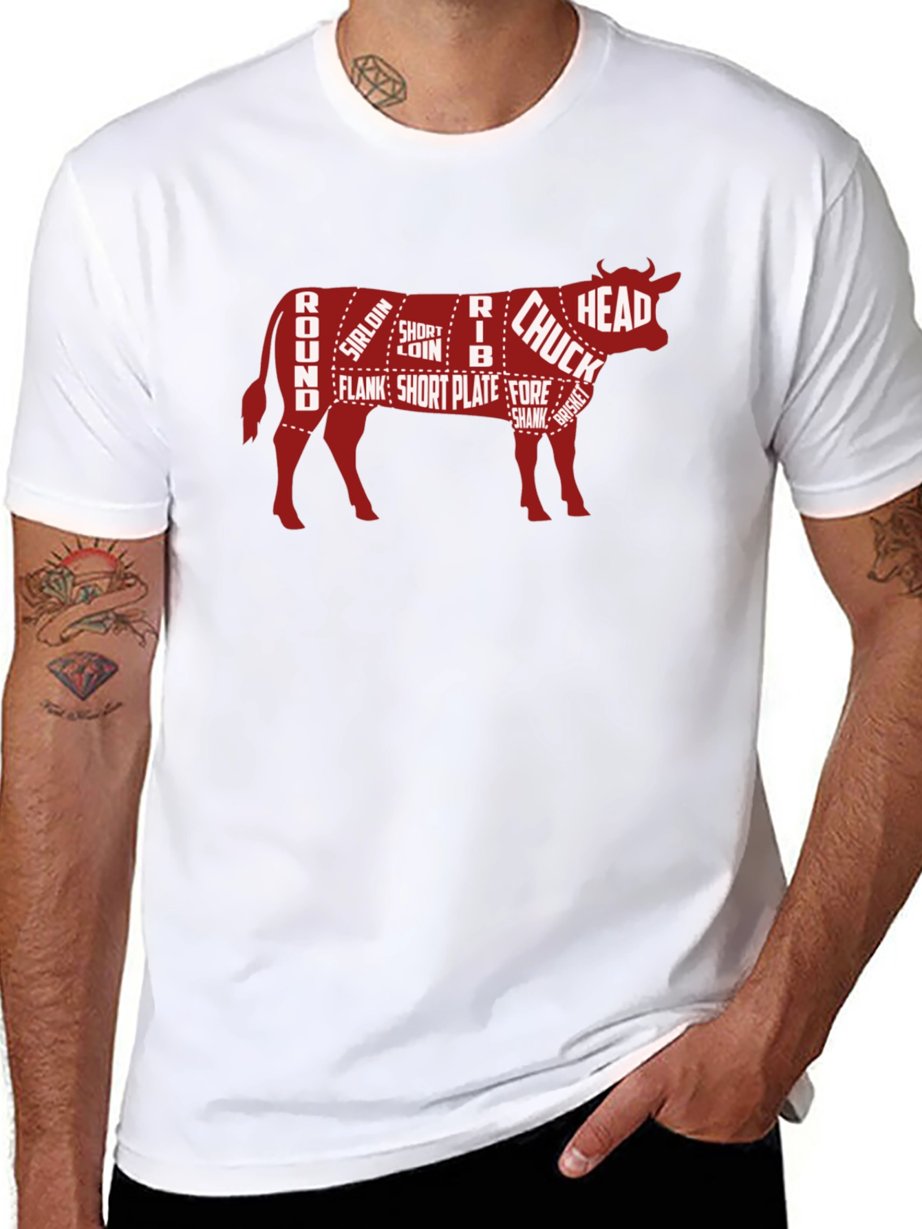 Beef Cuts Butcher Chart Graphic T-Shirt