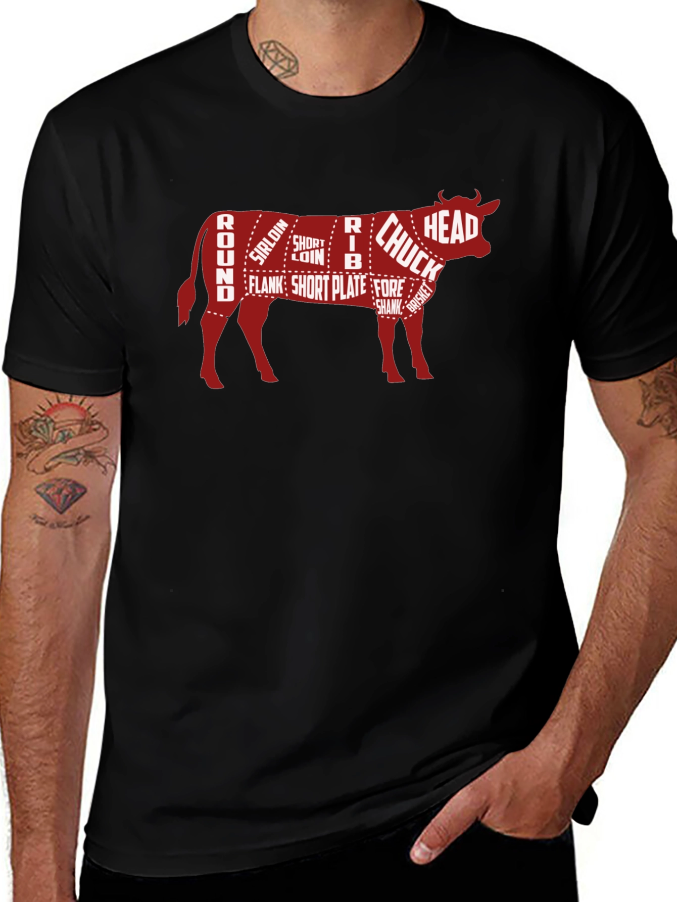 Beef Cuts Butcher Chart Graphic T-Shirt