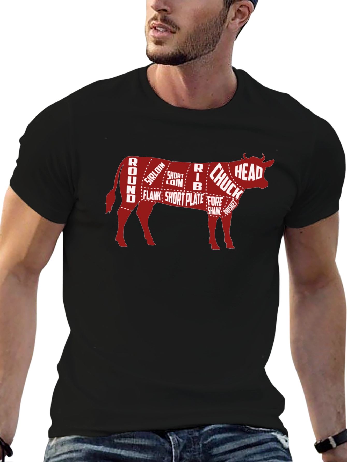 Beef Cuts Butcher Chart Graphic T-Shirt