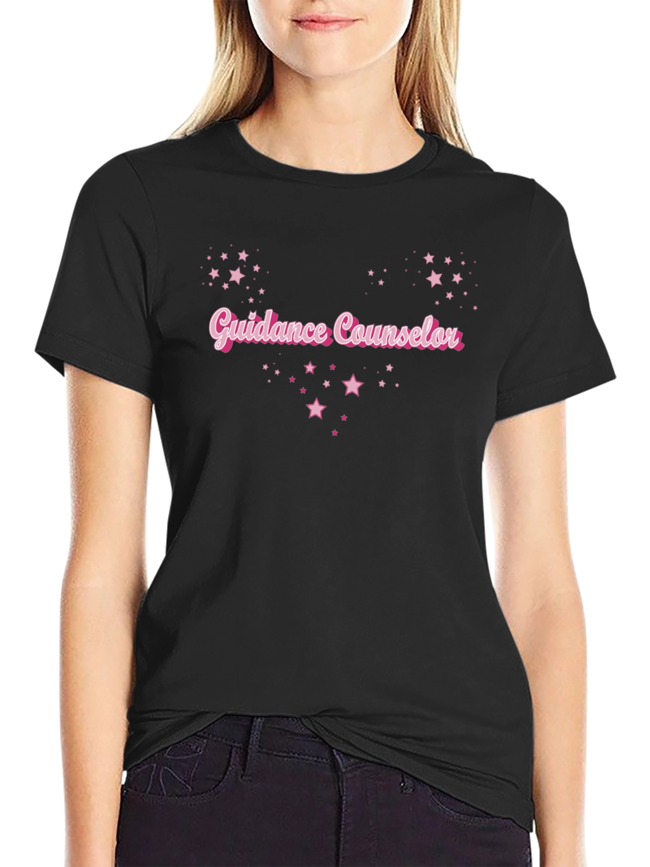 Guidance Counselor Star Graphic Black T-Shirt