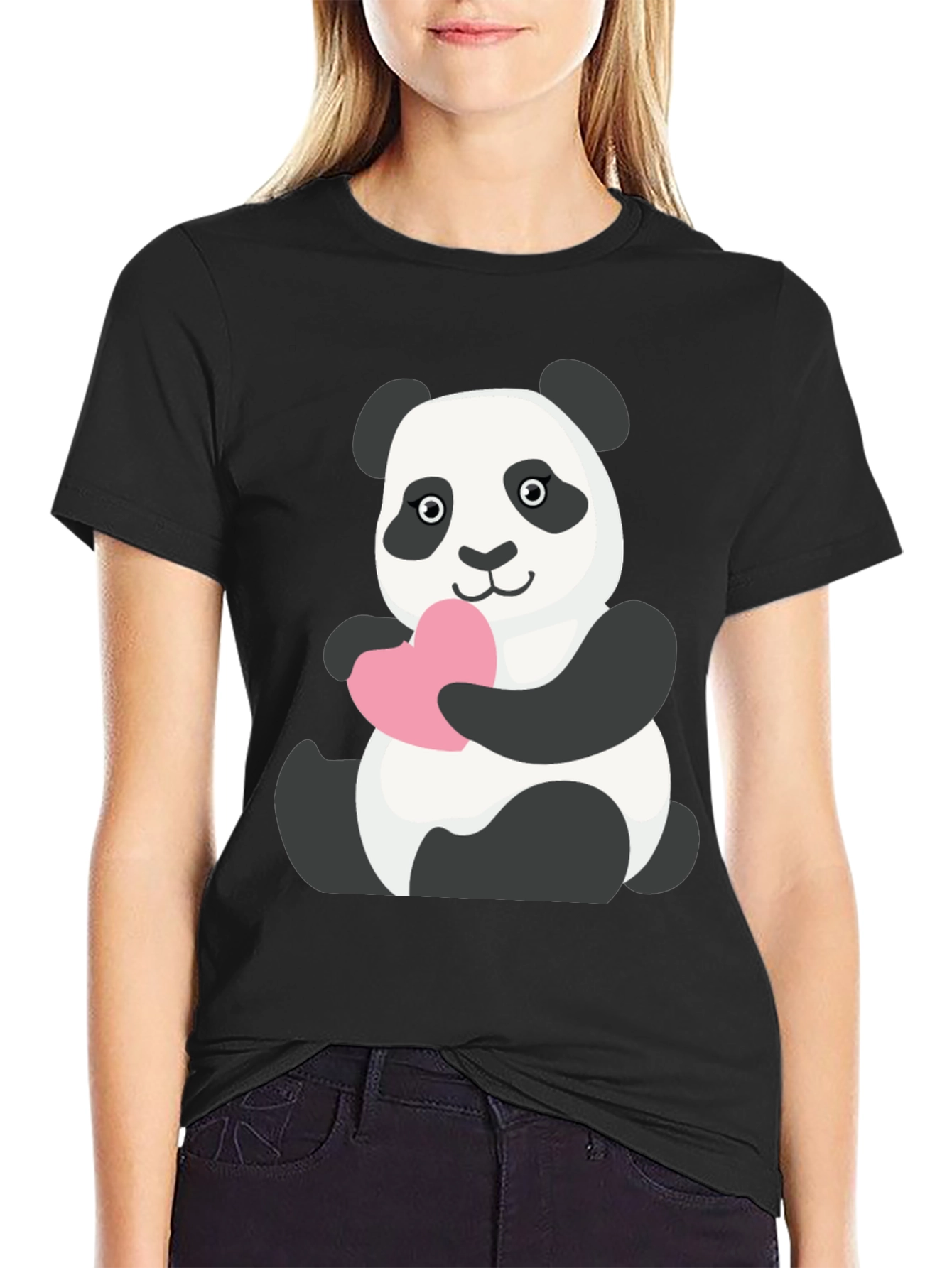 Cute Panda Holding Heart T-Shirt