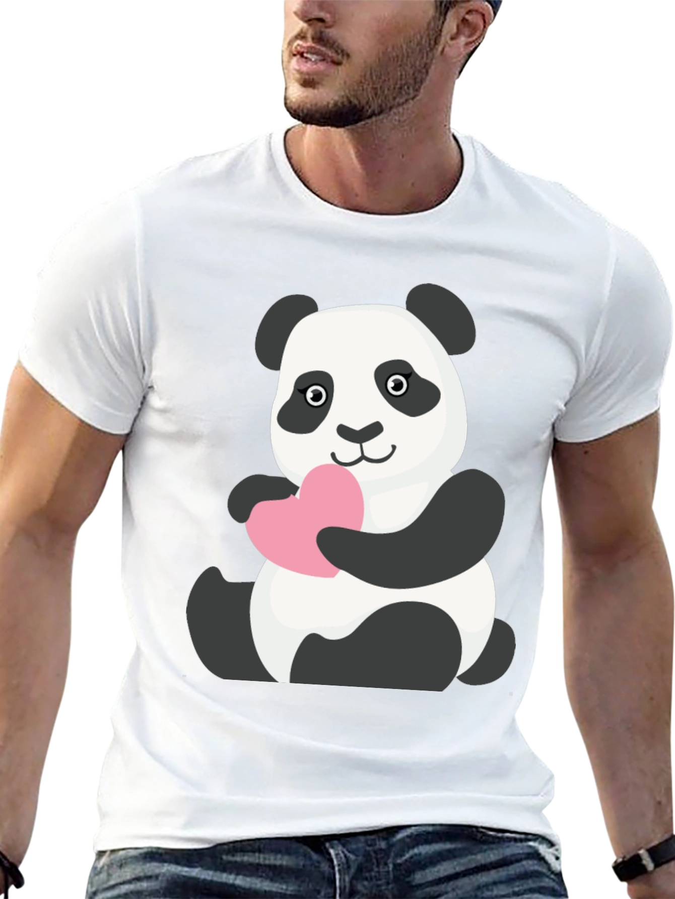 Cute Panda Holding Heart T-Shirt