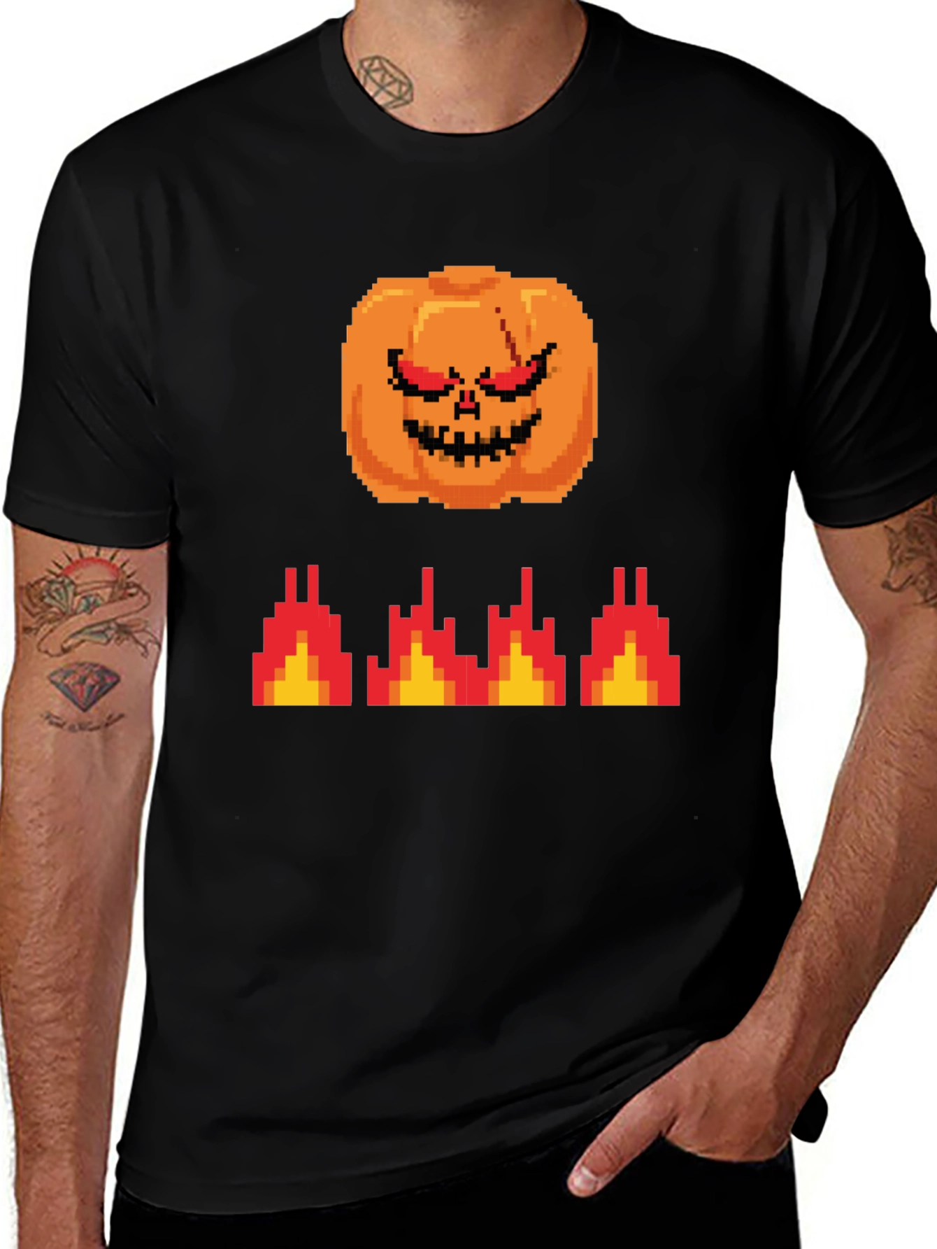 Pixel Pumpkin T-Shirt - Retro Halloween Style